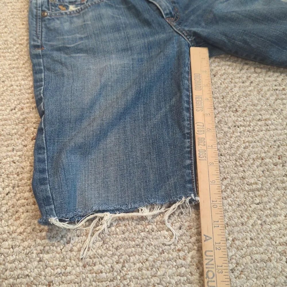 Abercrombie & Fitch Madison Cut Off Jean Shorts Womens 6 Blue Distressed